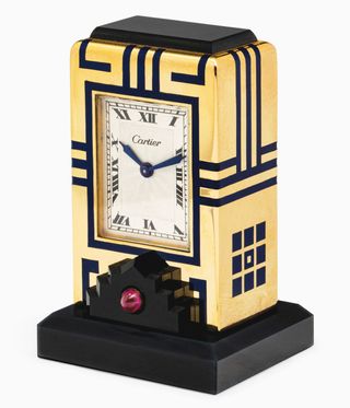 Cartier Art Deco onyx, enamel and ruby ’Mignonette’ clock