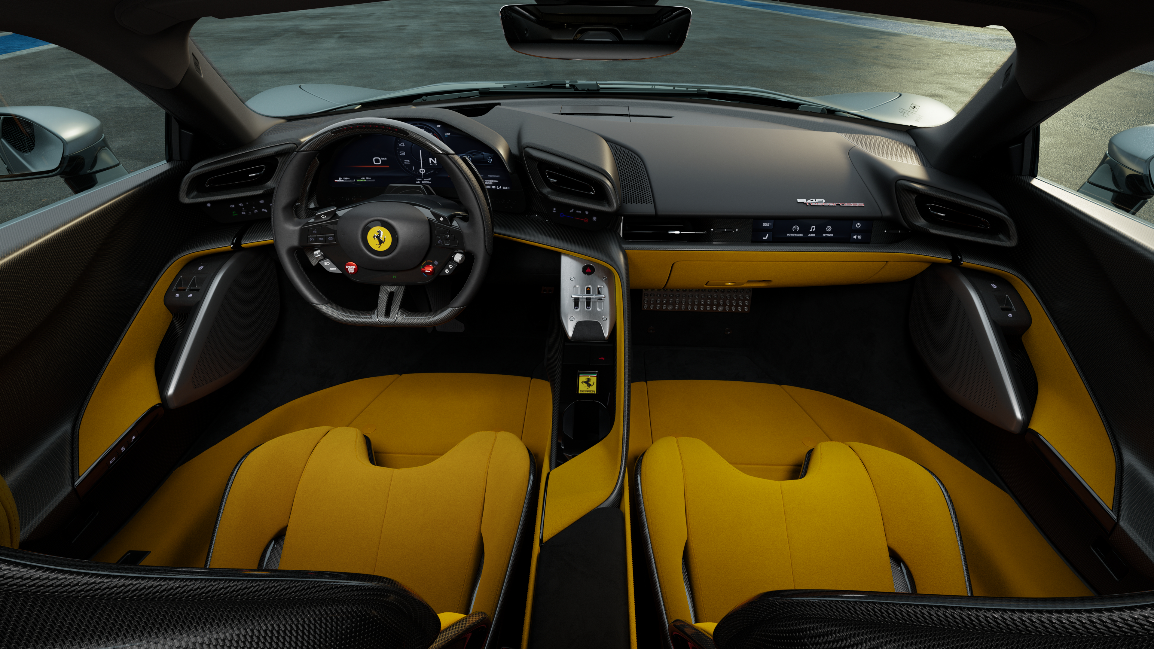 Interior view of the angular and striking 849 Testarossa