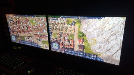 Two gaming monitors showing off Nvidia G-Synch Pulsar at CES 2025