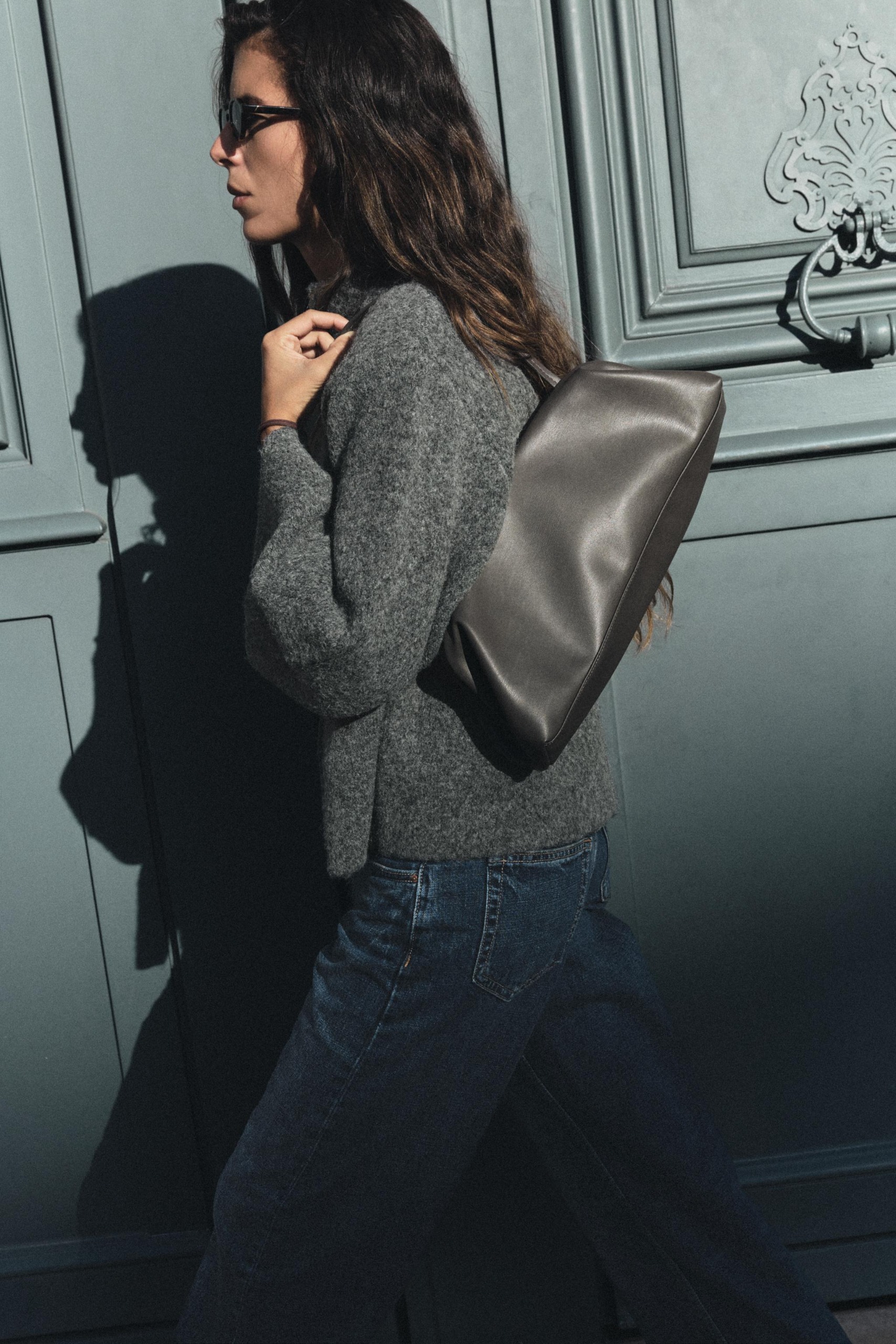 Elongated Shoulder Bag - Grey - One Size Only