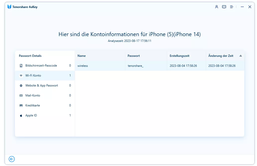 Tenorshare Passwort Manager: Schritt 5