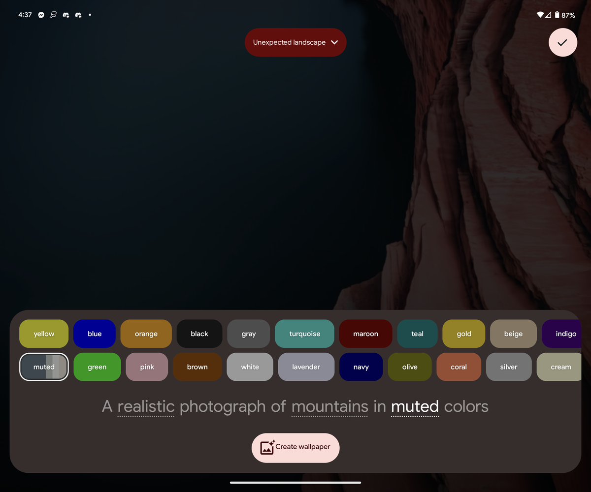 Generative AI wallpaper settings