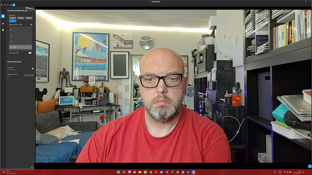 A screenshot of the Ankerwork B600 Video Bar's configuration software