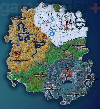 Fortnite Highcard Boss locations on the map