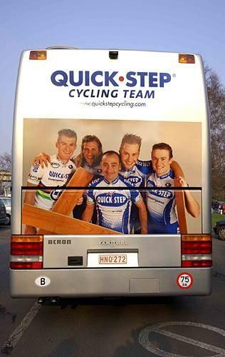 The Quick.Step bus from the rear