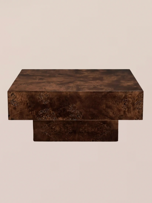 Walnut Dalton Square Burl Wooden Coffee Table