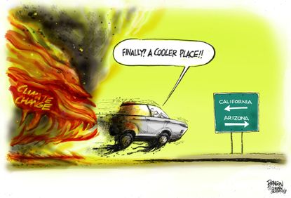 Political cartoon U.S. heat wave wildfires global warming climate change
