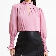 French Connection Crepe High Neck Top, Foxglove