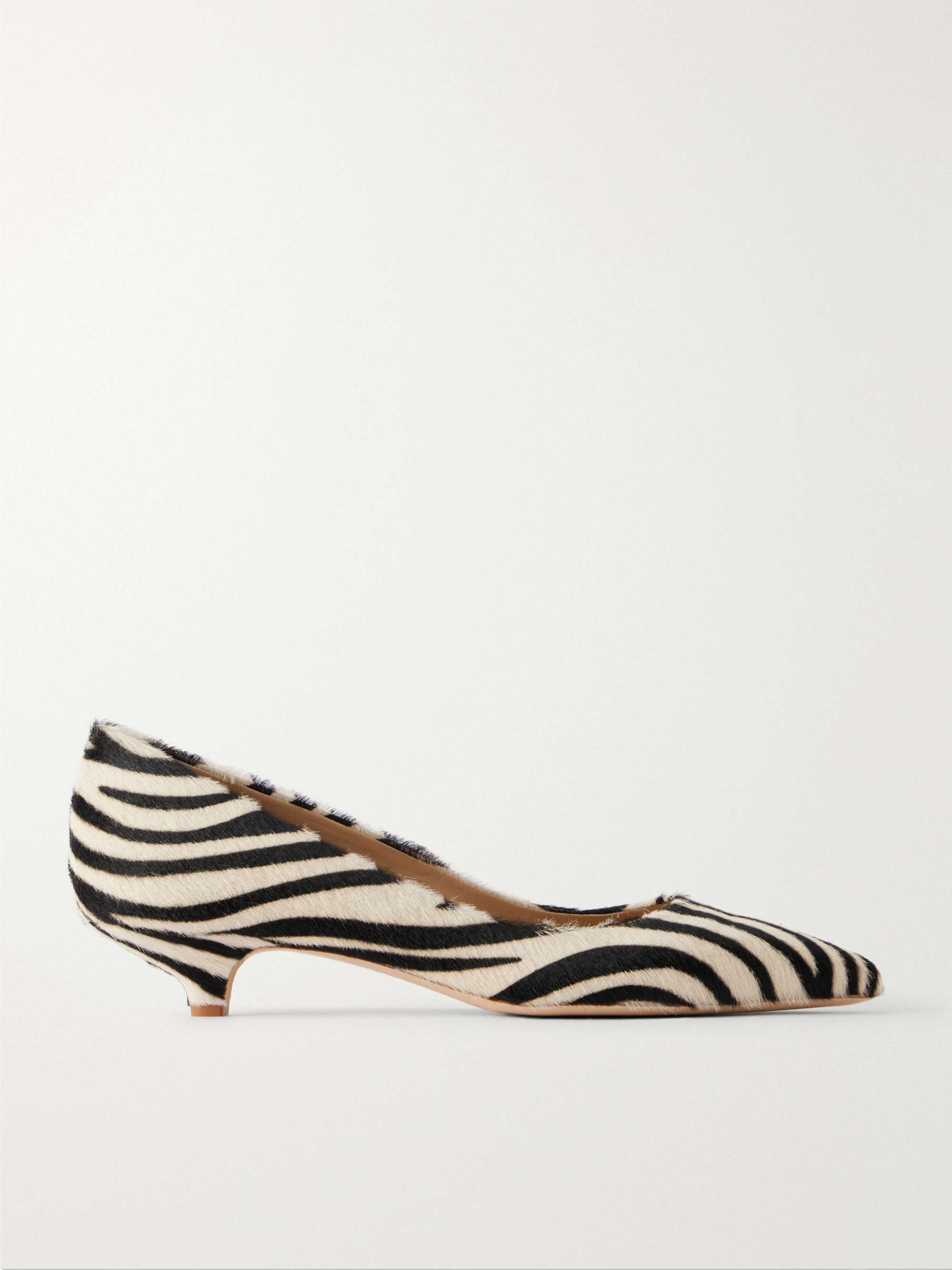 The Kitty Point 30 Zebra-Print Calf-Hair Pumps