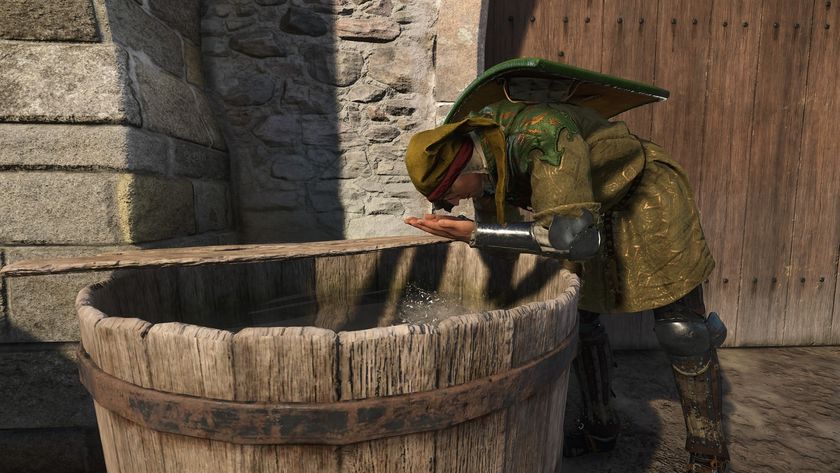 Kingdom Come: Deliverance 2 screenshot of Henry washing his face at a trough