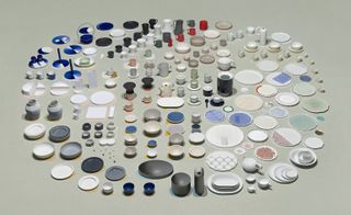 Ceramics bowls plates and cups.