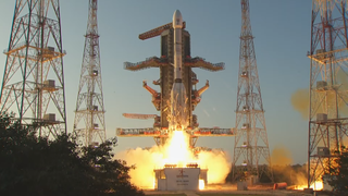 An Indian Space Research Organisation GLSV-F14 rocket launches the powerful INSAT-3DS weather satellite to orbit from Satish Dhawan Space Centre on Sriharikota, India on Feb. 17, 2024 local time.