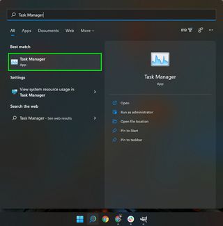 Task manager in Windows 11