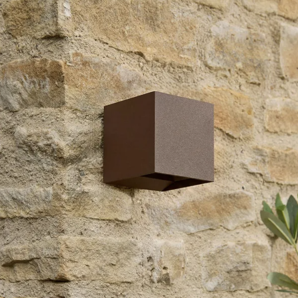 Sepian Rusted Cube Wall Light