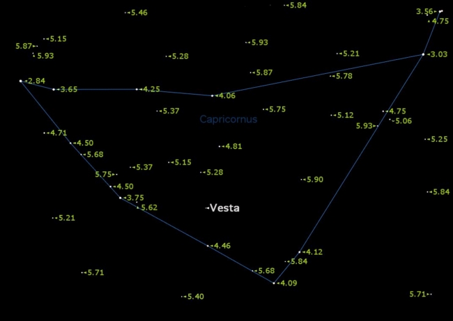 Vesta sky map for Aug. 5, 2011