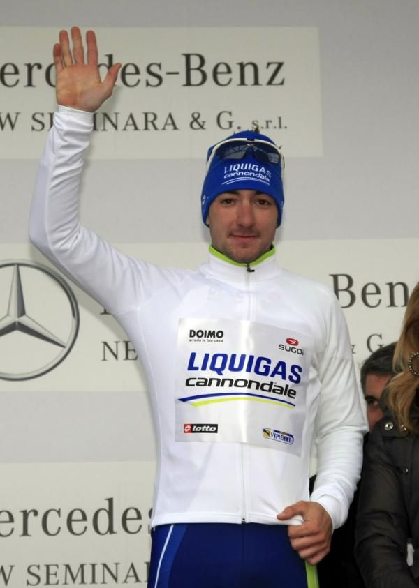 Elia Viviani (Liquigas-Cannondale) on the podium