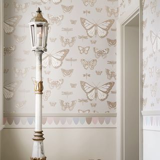 wall with butterfly wallpaper