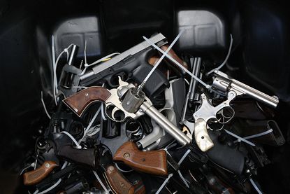 A pile of handguns