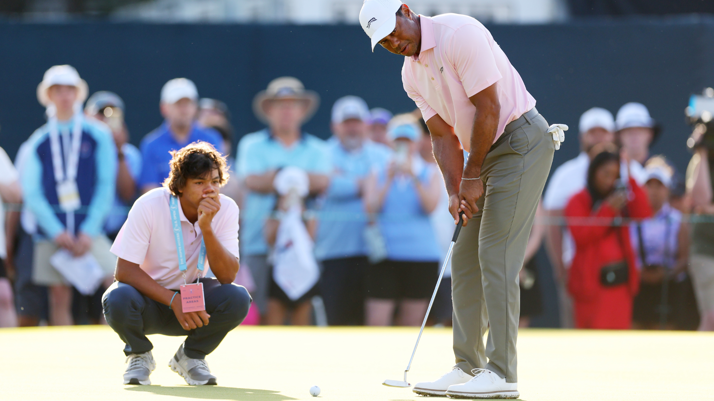 Charlie and Tiger Woods before the US Open