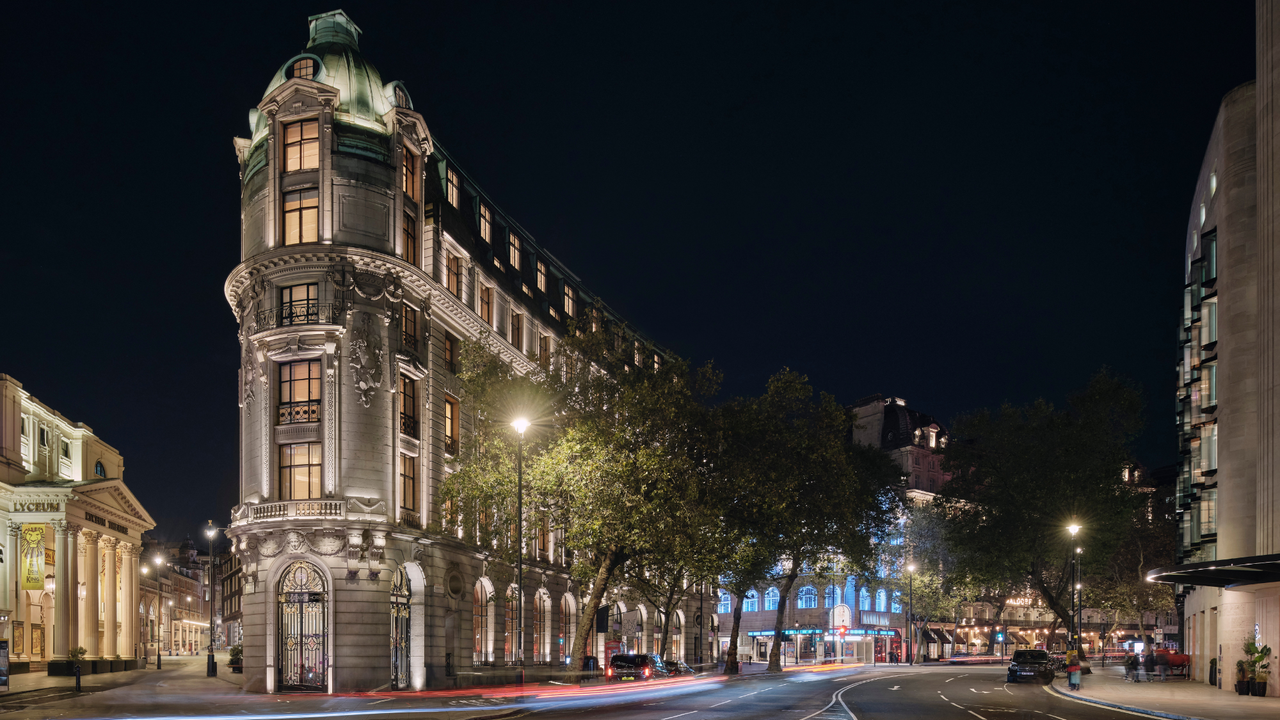 The exterior of One Aldwych, a striking building on The Strand in central London