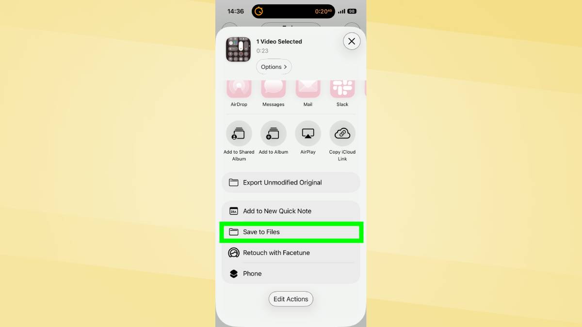 Save to Files on iPhone