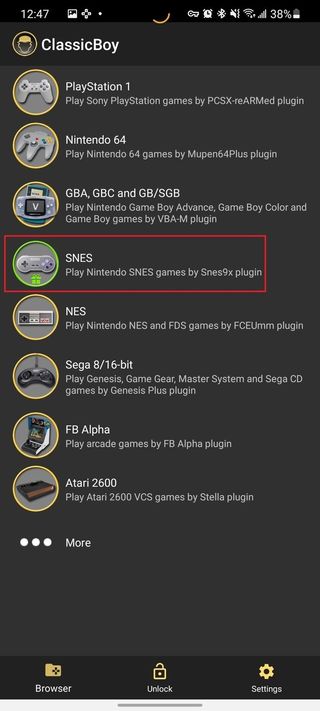 Select Snes From List Classicboy