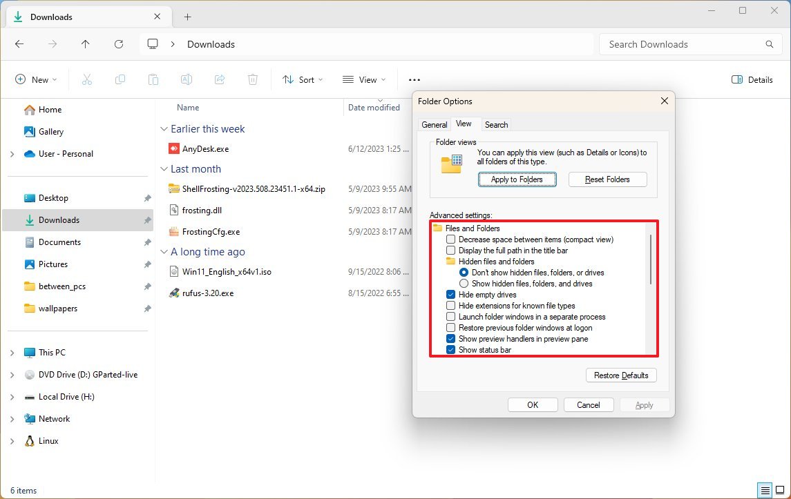 File Explorer without legacy settings