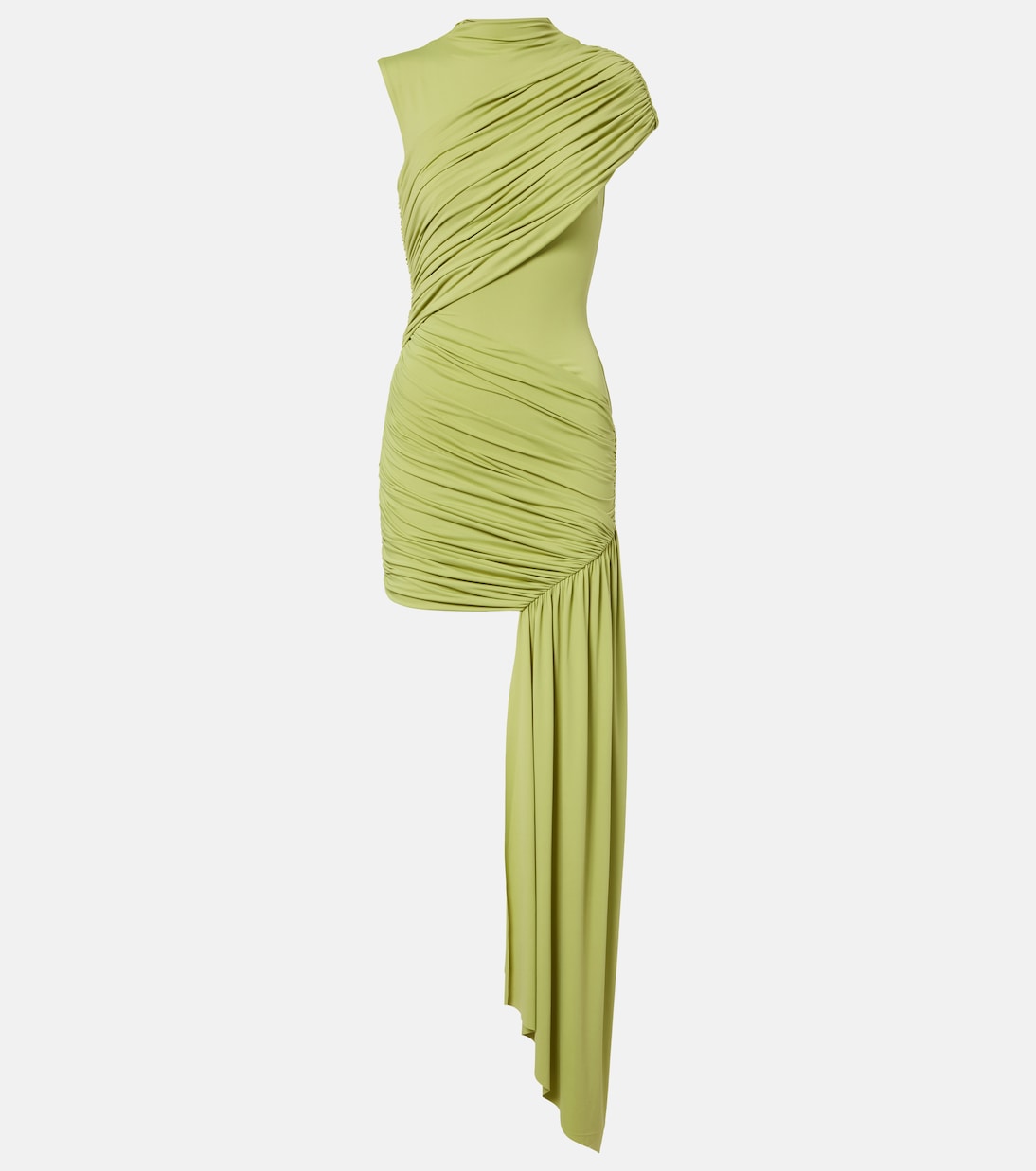 Ravenna Draped Jersey Minidress in Green - De La Vali