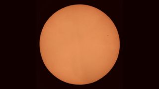 Biomedical student Andres Pena took this picture of Mercury as it crossed the solar disk on Monday (Nov. 11). Pena snapped the shot at around 9:20 a.m. local time (1420 GMT) from Weston, Florida, using a Celestron PowerSeeker telescope and a Nikon D3100 camera.