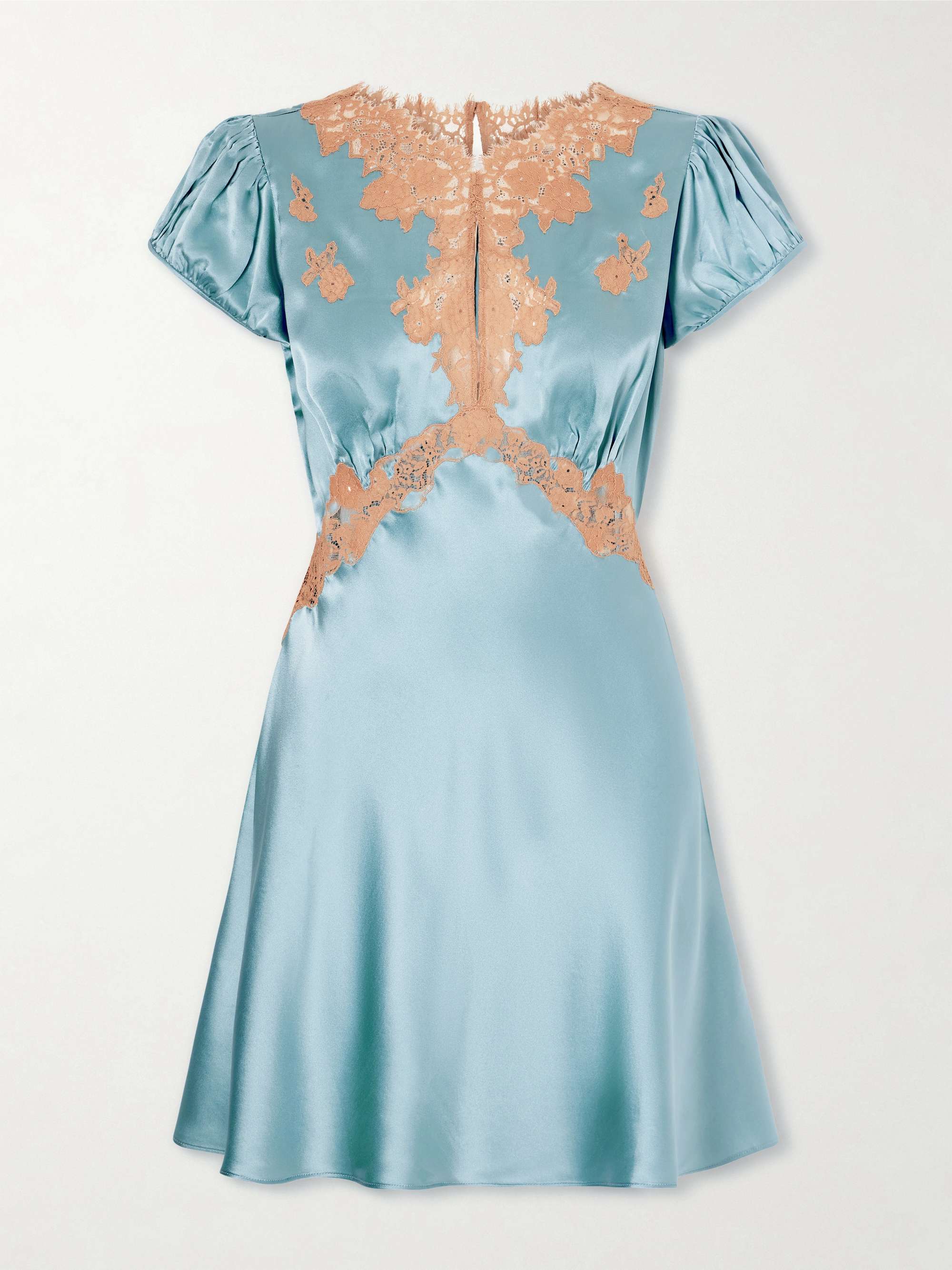 Junia Lace-Trimmed Silk-Satin Mini Dress