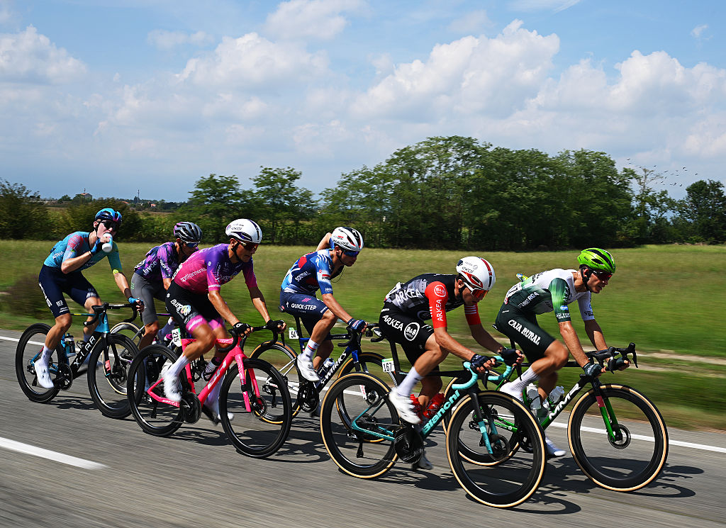 The breakaway rides along during stage 1 of the Vuelta