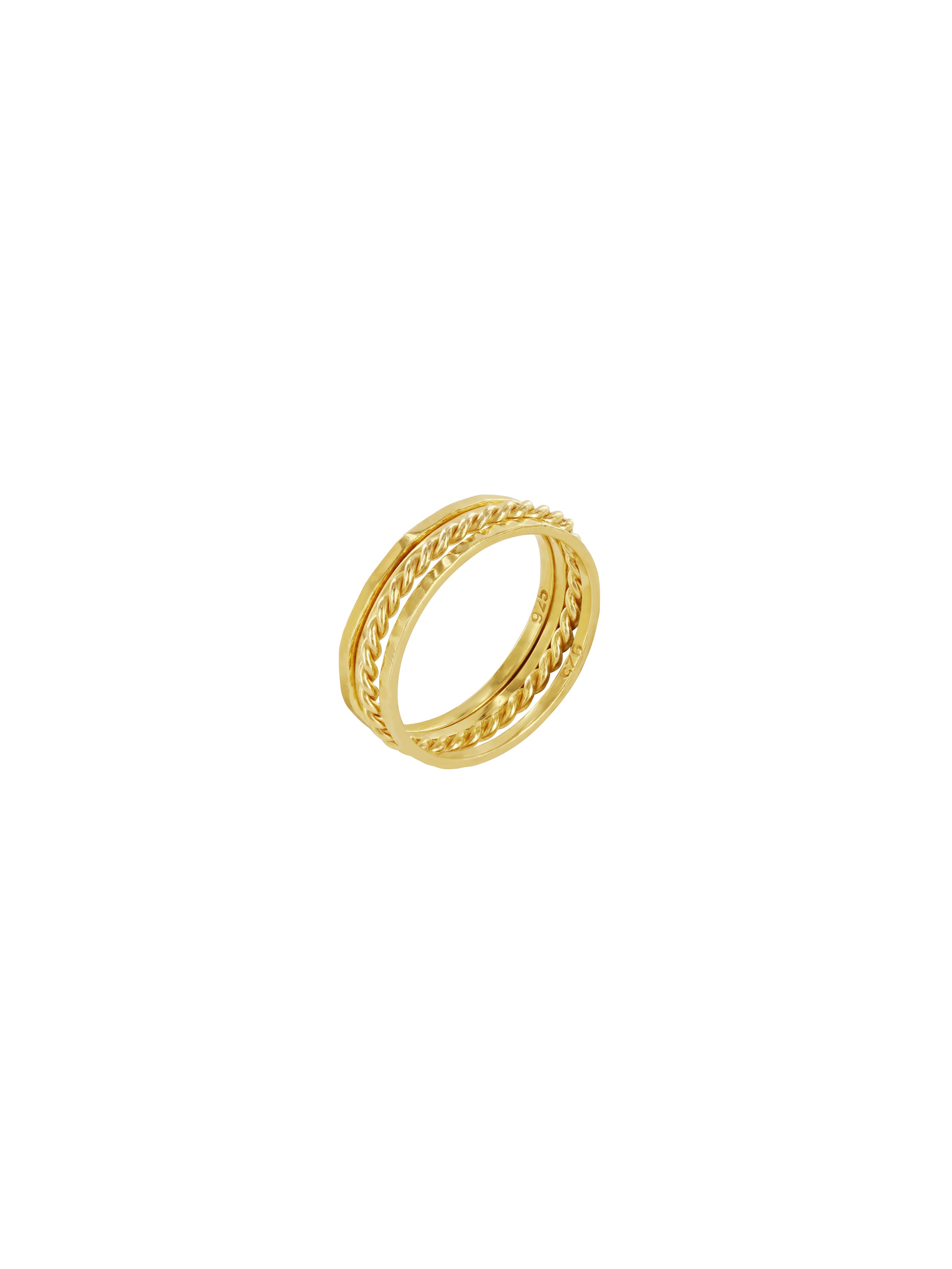 Gold Twisted Ring Stack | Gold Vermeil | Wolf & Zephyr