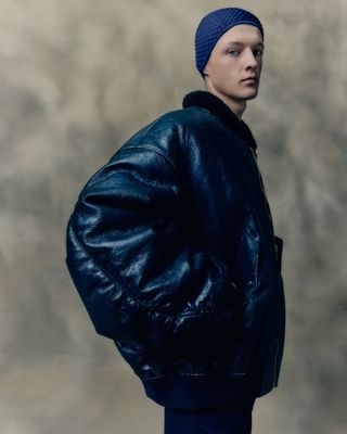 male model in dark blue