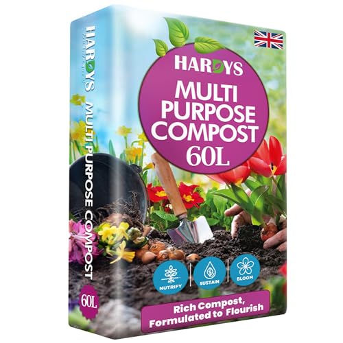 Hardys 60l Multi Purpose Compost - Potting &amp;amp; Seed Compost for Outdoor Plants | All Purpose Indoor Plants Potting | Nutrient Rich Fertiliser for Garden, Pots, Planter Beds