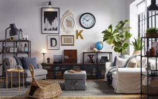 white living room with gallery wall by ikea