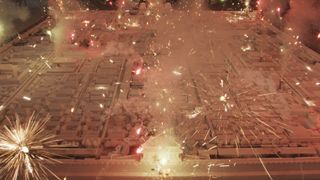 Fireworks launched from the alabaster model for Cai-Guo Qiang's Sleepwalking in the Forbidden City