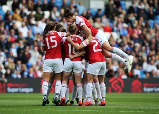 Arsenal celebrate Vivianne Miedema's opening goal at Brighton
