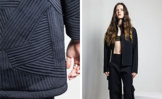 They boldly marry the clean modernity of neoprene with the fusty nostalgia of wide wale corduroy in shapes