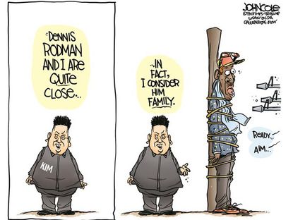 Editorial cartoon Dennis Rodman Kim Jong Un
