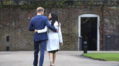 Prince Harry and actress Meghan Markle during an official photocall to announce their engagement