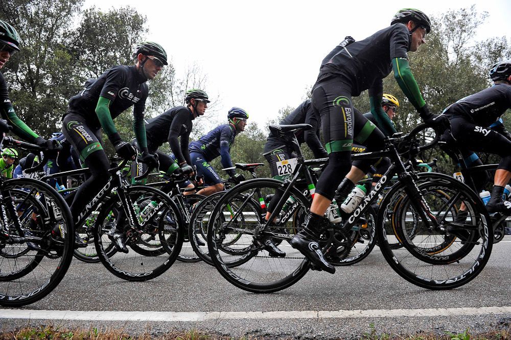 The peloton rides during stage 2 of Volta a Catalunya