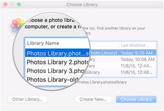 macOS Photo Library selection