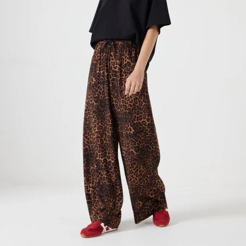Petunia leopard print trousers on model 