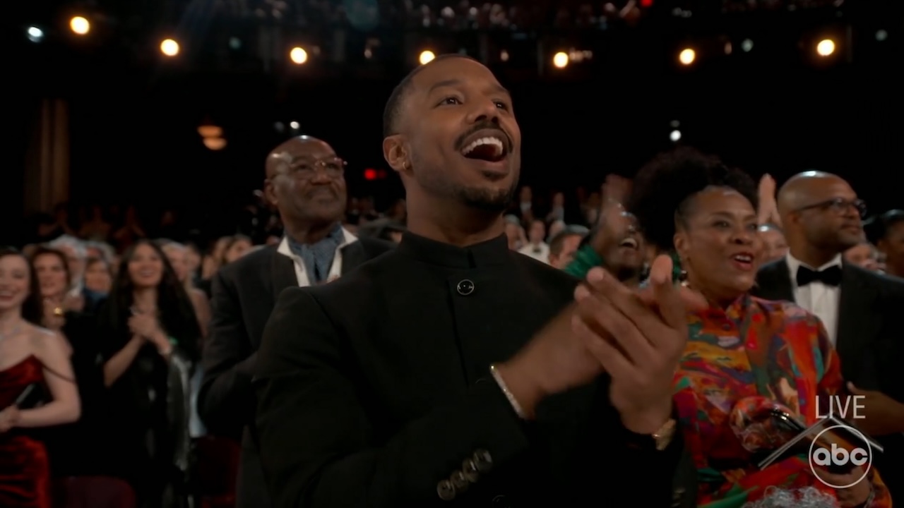 Michael B. Jordan, Delroy Lindo and others clapping at Oscars for Ryan Coogler