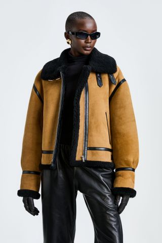 Nour Hammour Portia Aviator Shearling Jacket