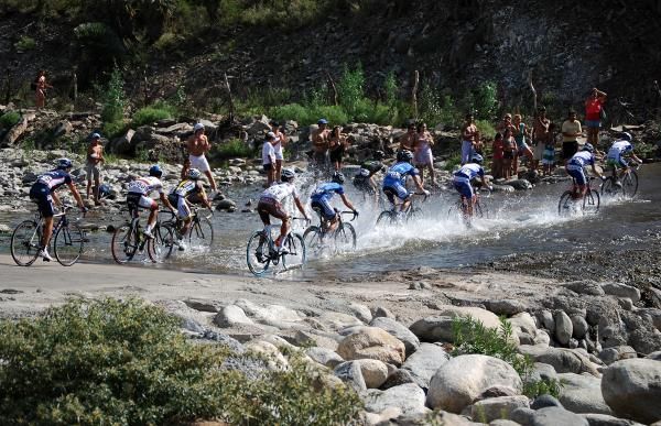 No, this isn't a mountain bike race, but a stream crossing gave a little relief on a scorching day