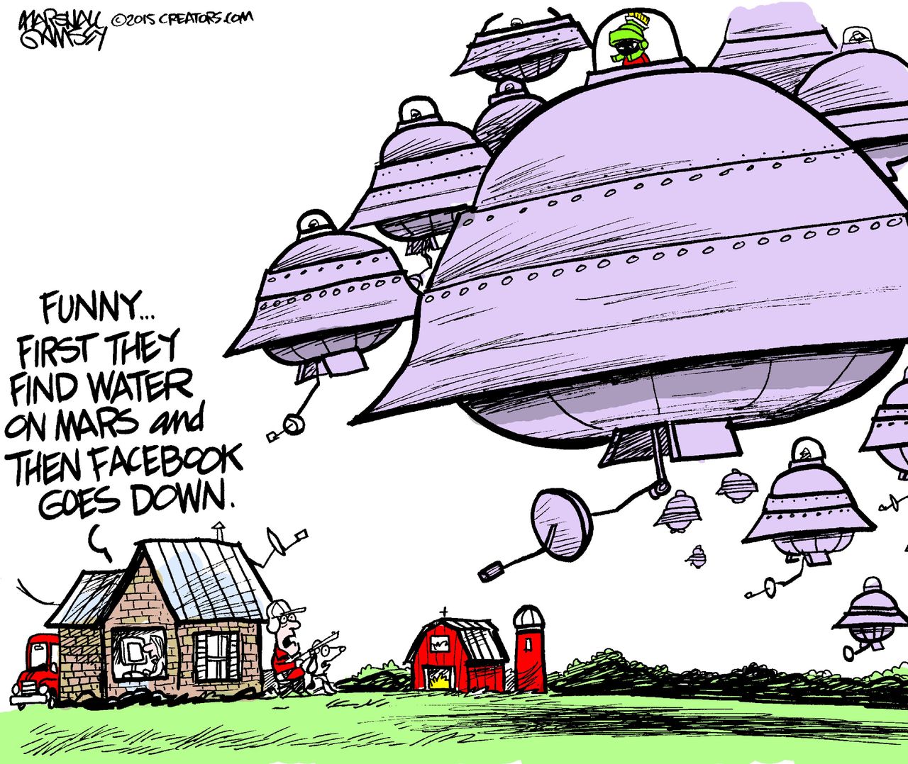 Editorial cartoon Water Mars Facebook