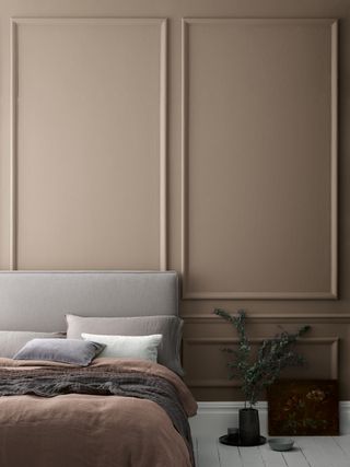 zen bedroom with walls in Reframed matt by Crown