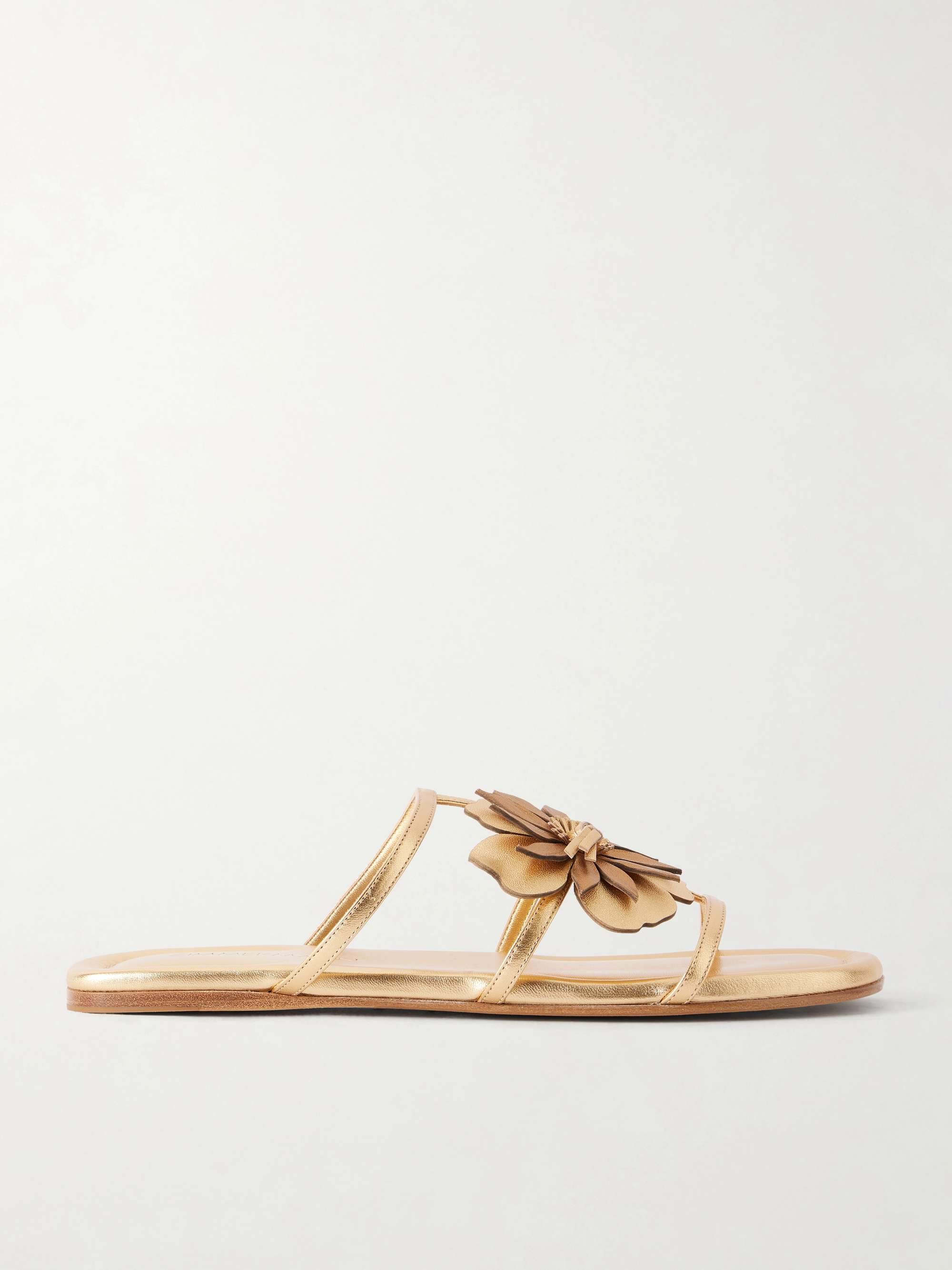 Embellished Metallic Leather Sandals