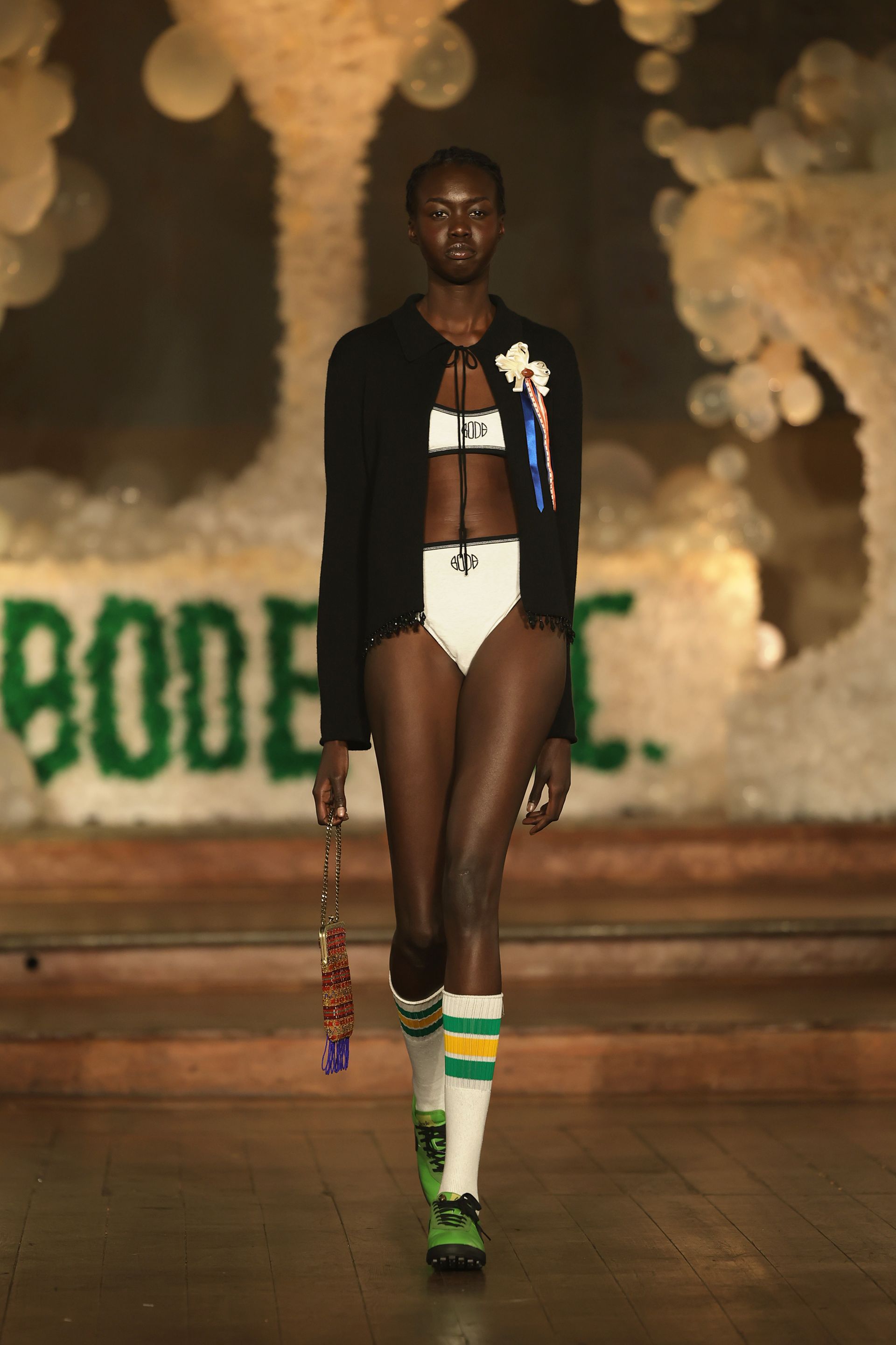 A model walking in the Bode fall/winter 2025 runway show.